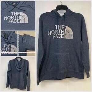 The North Face Hoodie Half Dome Silver Reflective Logo Women's Medium Blue